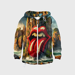 Ветровка с капюшоном детская Rolling Stones - sea rocks, цвет: 3D-белый