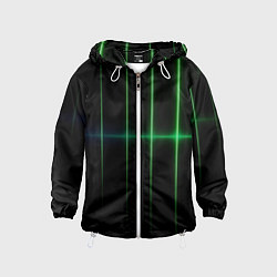 Ветровка с капюшоном детская The line is green black, цвет: 3D-белый