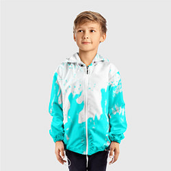 Ветровка с капюшоном детская Голубой огонь текстура, цвет: 3D-белый — фото 2