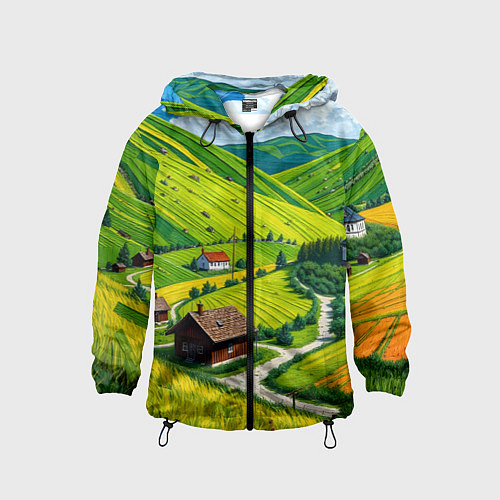 Детская ветровка Русская душа и поле / 3D-Черный – фото 1