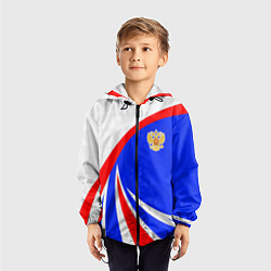 Ветровка с капюшоном детская Герб России - цвета флага, цвет: 3D-черный — фото 2