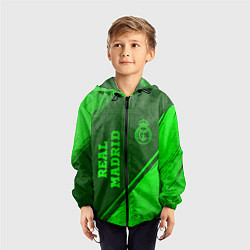 Ветровка с капюшоном детская Real Madrid - green gradient вертикально, цвет: 3D-черный — фото 2