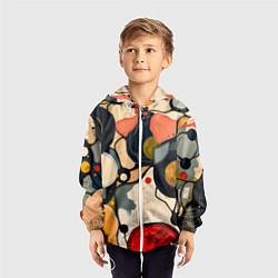 Ветровка с капюшоном детская Абстракция с кругами и краской, цвет: 3D-белый — фото 2