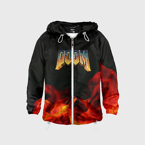 Детская ветровка Doom огненная текстура / 3D-Белый – фото 1