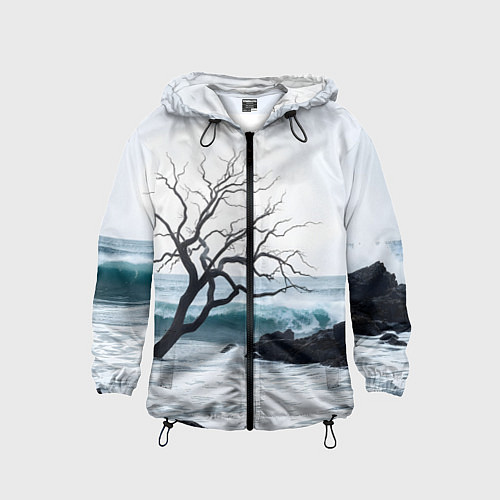 Детская ветровка Дерево в море / 3D-Черный – фото 1