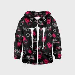 Ветровка с капюшоном детская Monster energy x Ojingeo geim, цвет: 3D-белый