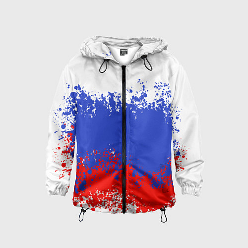 Детская ветровка Флаг России в виде хаотичных пятен / 3D-Черный – фото 1