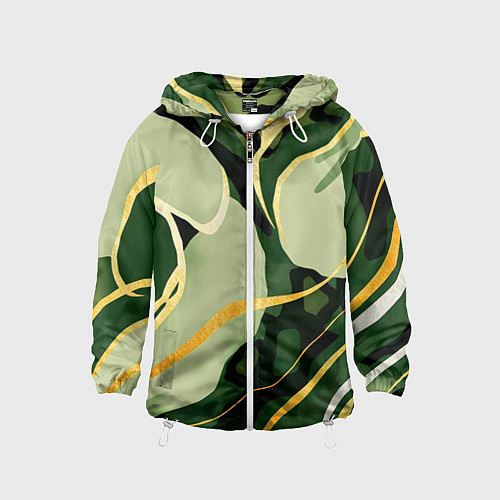 Детская ветровка Зеленый природный паттерн / 3D-Белый – фото 1