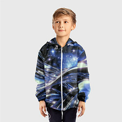 Ветровка с капюшоном детская Закрученные линии и звезды - космическая абстракци, цвет: 3D-белый — фото 2