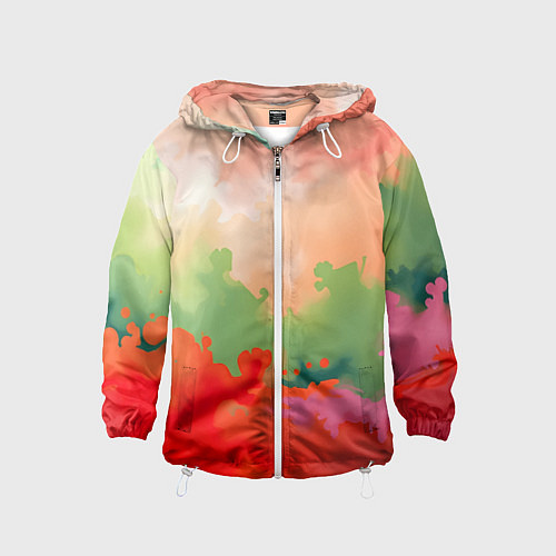Детская ветровка Красные и зеленые облака / 3D-Белый – фото 1
