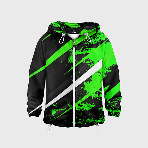 Детская ветровка Color black and green / 3D-Белый – фото 1