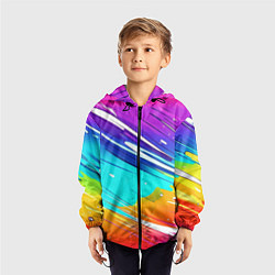 Ветровка с капюшоном детская Радужные брызги краски текстура, цвет: 3D-черный — фото 2