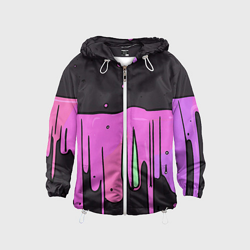 Детская ветровка Фиолетовая текстура на черном фоне / 3D-Белый – фото 1