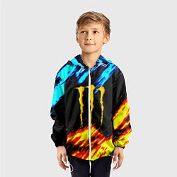 Ветровка с капюшоном детская Monster energy текстура огненная, цвет: 3D-белый — фото 2