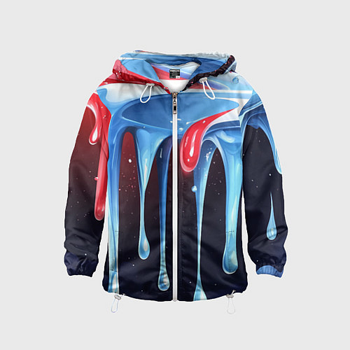 Детская ветровка Синие и красные слизи текстура / 3D-Белый – фото 1