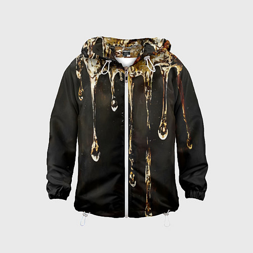 Детская ветровка Мед на коричневой текстуре / 3D-Белый – фото 1