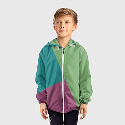 Ветровка с капюшоном детская Сине-зелёно-розовый тёмный трёхцветный, цвет: 3D-белый — фото 2