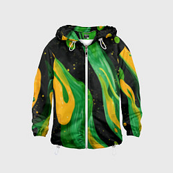 Детская ветровка Зелено-желтая краска на черном