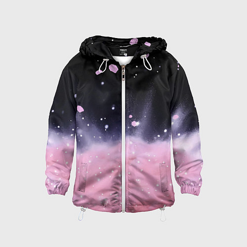 Детская ветровка Розовая текстура с лепестками / 3D-Белый – фото 1