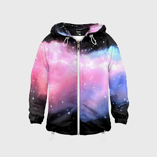 Детская ветровка Розово-голубое облако на черном фоне / 3D-Белый – фото 1