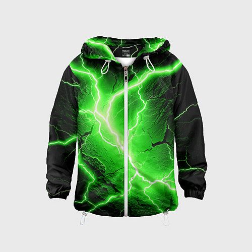 Детская ветровка Color green black / 3D-Белый – фото 1