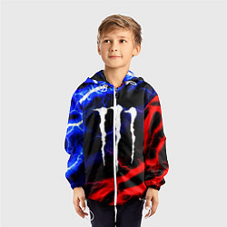 Ветровка с капюшоном детская Monster energy молнии неон, цвет: 3D-белый — фото 2