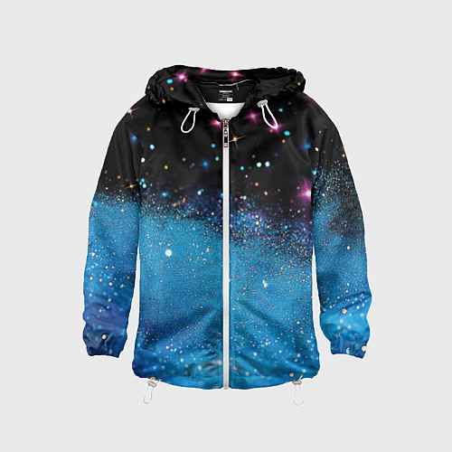 Детская ветровка Синяя текстура из блестящих звездочек / 3D-Белый – фото 1
