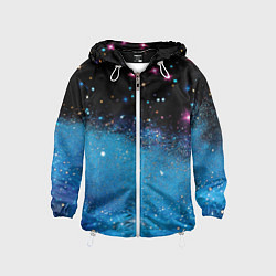 Детская ветровка Синяя текстура из блестящих звездочек