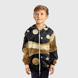 Ветровка с капюшоном детская Золотая объемная абстракция - текстура, цвет: 3D-белый — фото 2