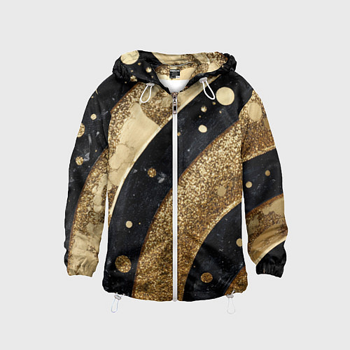 Детская ветровка Выпуклая золотая текстура на черном / 3D-Белый – фото 1