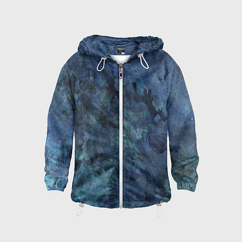 Детская ветровка Абстракция - dark blue sea stone / 3D-Белый – фото 1