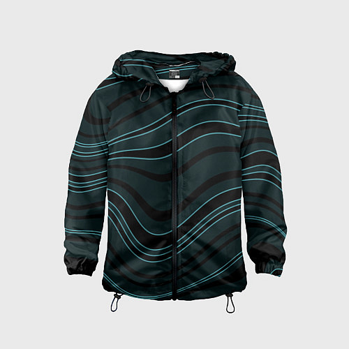 Детская ветровка Тёмный синий волнистые полосы / 3D-Черный – фото 1