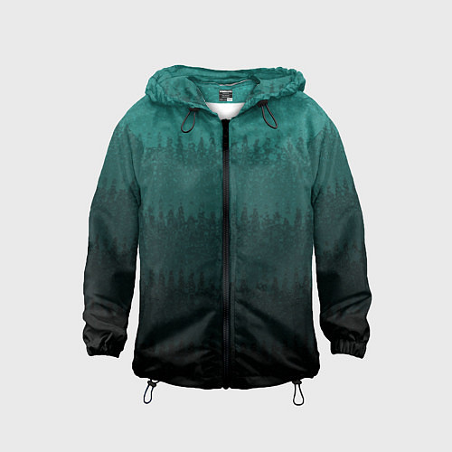 Детская ветровка Тёмный бирюзовый градиент текстурный полосы / 3D-Черный – фото 1