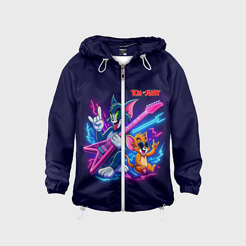 Детская ветровка Том и Джерри рок музыканты - неоновое свечение / 3D-Белый – фото 1