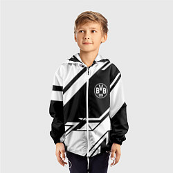 Ветровка с капюшоном детская Borussia geometry black, цвет: 3D-белый — фото 2