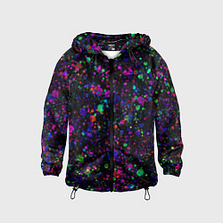 Ветровка с капюшоном детская Чёрный с разноцветными брызгами, цвет: 3D-черный