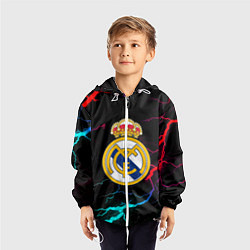 Ветровка с капюшоном детская Real Madrid neon storm, цвет: 3D-белый — фото 2