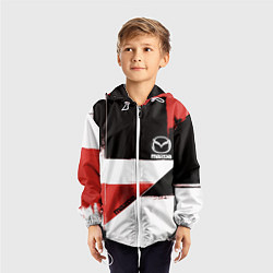 Ветровка с капюшоном детская Mazda логотип, цвет: 3D-белый — фото 2