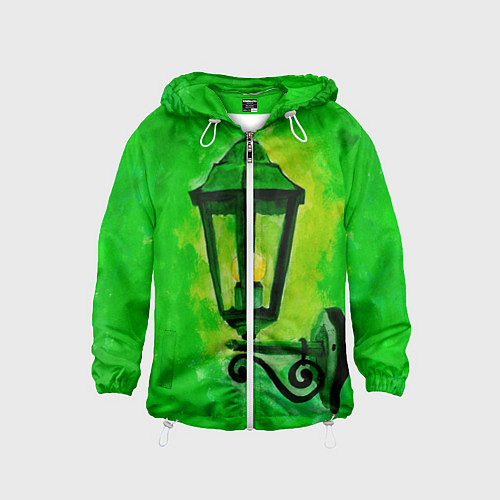 Детская ветровка Уличный зелёный фонарь / 3D-Белый – фото 1