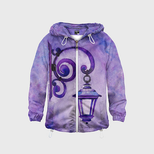 Детская ветровка Уличный фиолетовый фонарь / 3D-Белый – фото 1