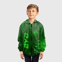 Ветровка с капюшоном детская BYD - green gradient вертикально, цвет: 3D-черный — фото 2