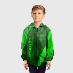 Ветровка с капюшоном детская Sporting - green gradient вертикально, цвет: 3D-черный — фото 2