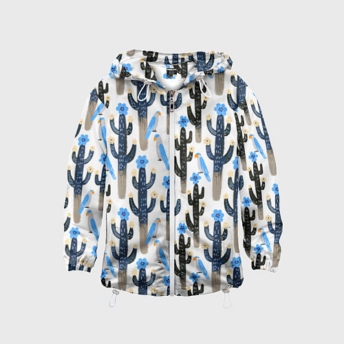 Детская ветровка Кактусы и попугаи / 3D-Белый – фото 1