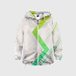 Ветровка с капюшоном детская Color white line green, цвет: 3D-белый