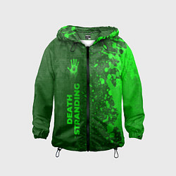 Ветровка с капюшоном детская Death Stranding - green gradient по-вертикали, цвет: 3D-черный