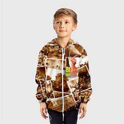 Ветровка с капюшоном детская Победа 80 лет коллаж, цвет: 3D-белый — фото 2