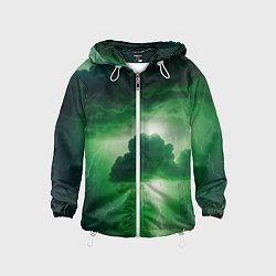 Ветровка с капюшоном детская Зелёный гром, цвет: 3D-белый