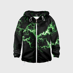 Ветровка с капюшоном детская Lightning green glow, цвет: 3D-белый