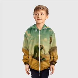 Ветровка с капюшоном детская Лирили ларила мем, цвет: 3D-белый — фото 2