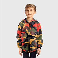 Ветровка с капюшоном детская Разноцветный праздничный камуфляж, цвет: 3D-черный — фото 2